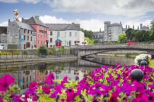 Flower Lined Riverside View Of Kilkenny